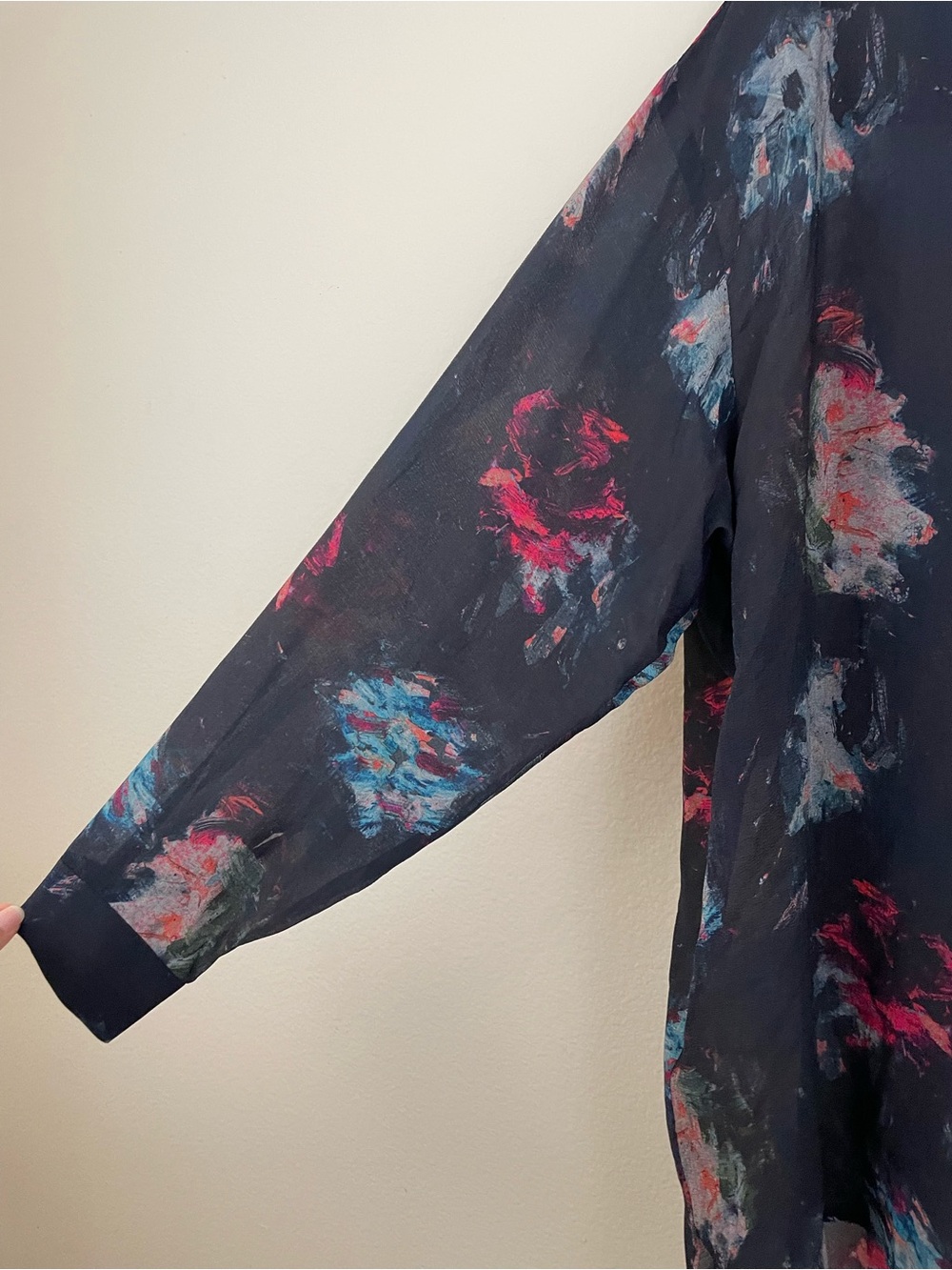 ANNTIAN Silk Oversized Abstract-Print Button Up Shirt One‎ Size Lagenlook Artsy - Picture 3 of 9
